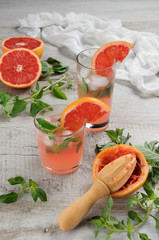 Cocktail of grapefruit and lemon basil