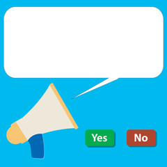 Flat design business Vector Illustration concept template copy space text for Ad website esp isolated 3d isometric. Selection Button Green Yes and Red No with Blank Speech Bubble Megaphone