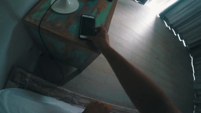 Waking up in bed, POV
