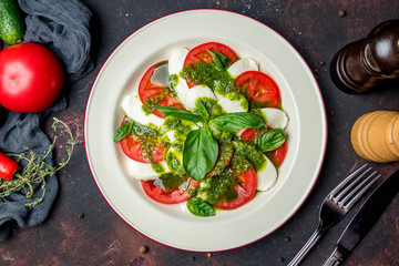 Caprese salad with mozzarella and tomato