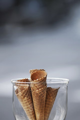 Ice cream cones in a glass jar