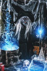 frightening witch at halloween