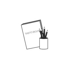 Vector pencil and sketch book. Thin line style 
