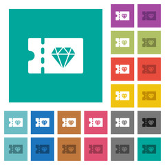 Jewelry store discount coupon square flat multi colored icons