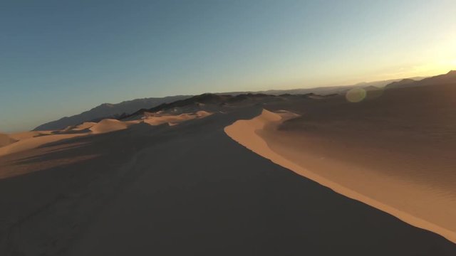 Desert ridge sunset, aerial