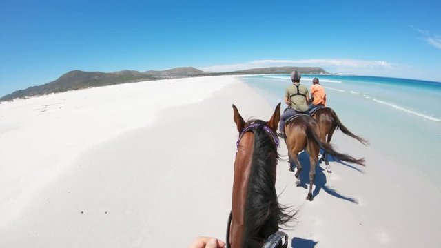 POV, riding horses on Cape Town beach