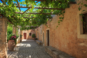 Inner garden monastery of Arkadi, Crete, Greece