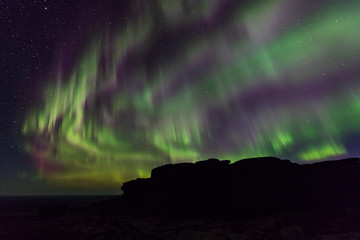 Magical northern lights above the Pyhä-Nattanen fell in Lapland, Finland