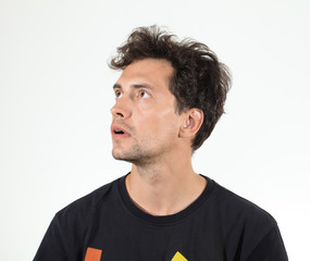 Fototapeta premium Nice brunnette guy looking right up