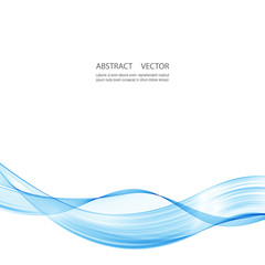 Abstract smooth color wave vector. Curve flow blue motion illustration. Smoke design.