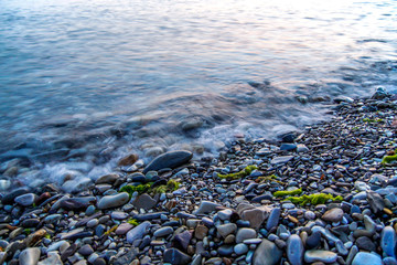 The sea and the stone beach.