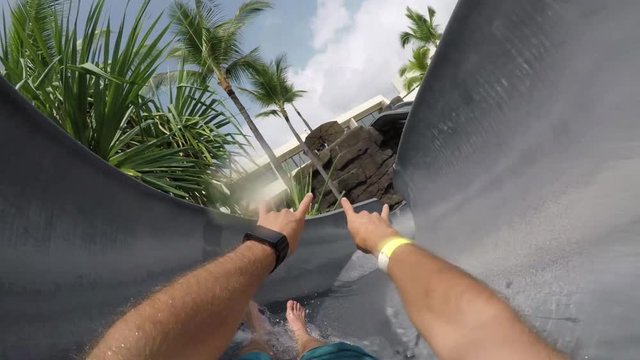POV, person on large water slide