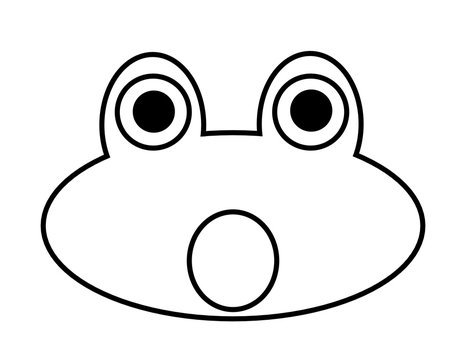 カエルの顔歌う(線画)
