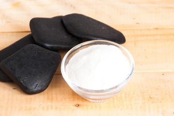 Hydrolyzed collagen protein on wooden table