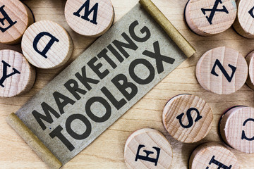 Text sign showing Marketing Toolbox. Conceptual photo Means in promoting a product or services Automation.
