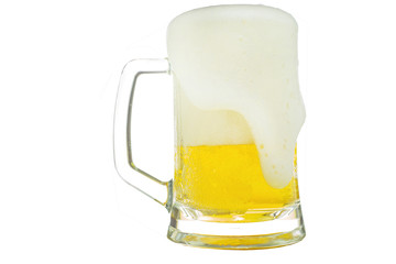 Beer mug on which foam flows down