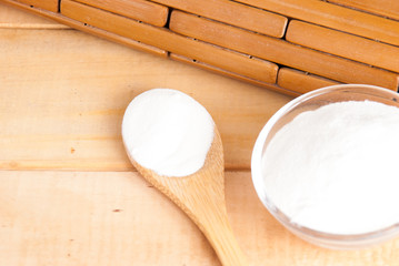 Hydrolyzed collagen protein on wooden table