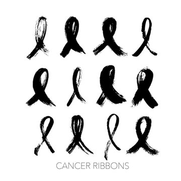 Collection of cancer ribbons. Vector illustration. 