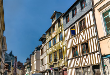 Fototapeta na wymiar Traditional half-timbered houses in the old town of Rouen, France