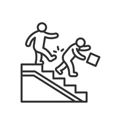 Dismissal. Man kicks on the stairs