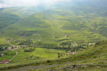 Fiagdon high mountain village in Kurtatinskoe gorge, Republic of North Ossetia, Russia