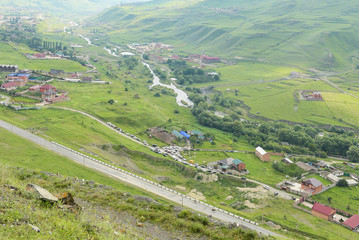Fiagdon high mountain village in Kurtatinskoe gorge, Republic of North Ossetia, Russia