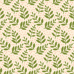 Christmas Holiday Seamless Pattern with Leaves. Xmas winter poster collection