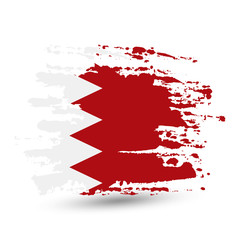 Grunge brush stroke with Bahrain national flag