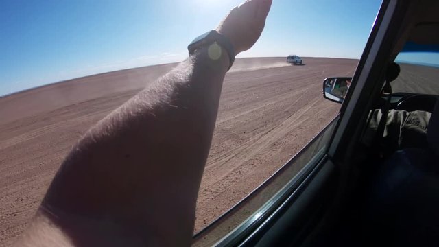 Driving off road in desert, POV