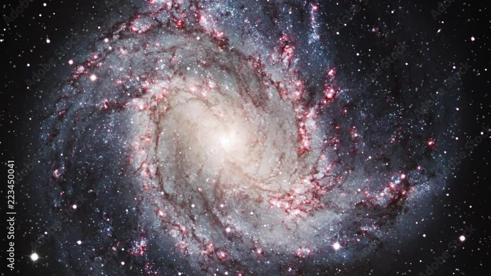 Wall mural spiral galaxy rotating in outer space messier 83 on moving star field. contains public domain image 