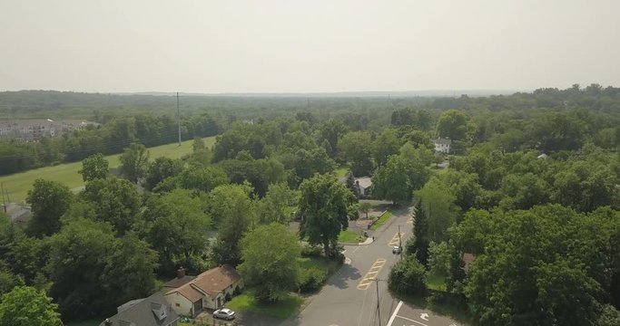 Small Town Highway trees arial move right