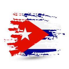 Grunge brush stroke with Cuba national flag