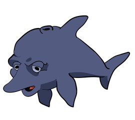 Depressed dolphin cartoon
