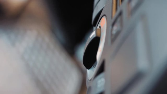 DAF XF Truck Interior Driving Cabin Gear. Top view extreme close shot. 4k footage