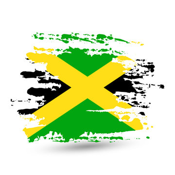 Grunge brush stroke with Jamaica national flag
