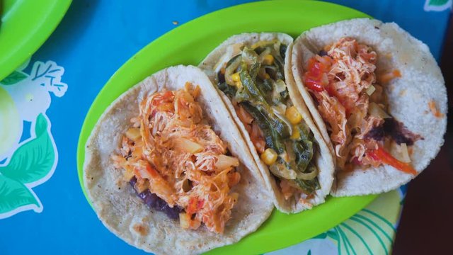 Chicken and Cactus Tacos at roadside Tacoria 