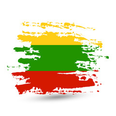 Grunge brush stroke with Lithuania national flag