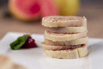 Bolo de rolo (swiss roll, roll cake) typical Brazilian dessert.