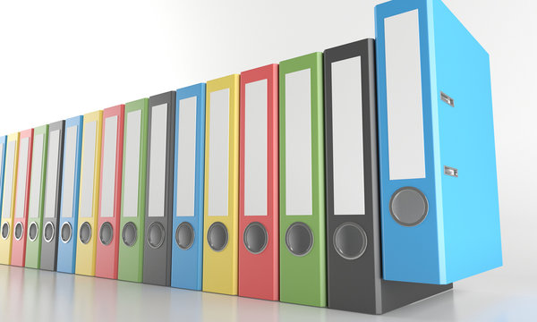 Office folders with blank labels