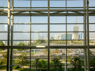 Beautiful corniche view of Abu Dhabi city skyline from the Nations Towers mall