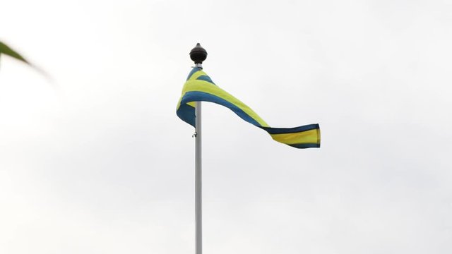 Swedish flag moving in the wind, static shot