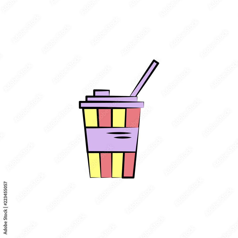Poster drink with straw colored icon. element of colored circus icon for mobile concept and web apps. color