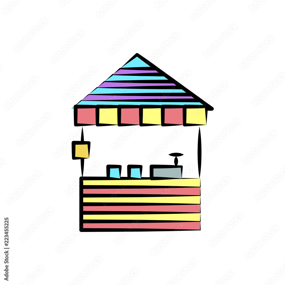 Poster stall with sausages colored icon. element of colored circus icon for mobile concept and web apps. co