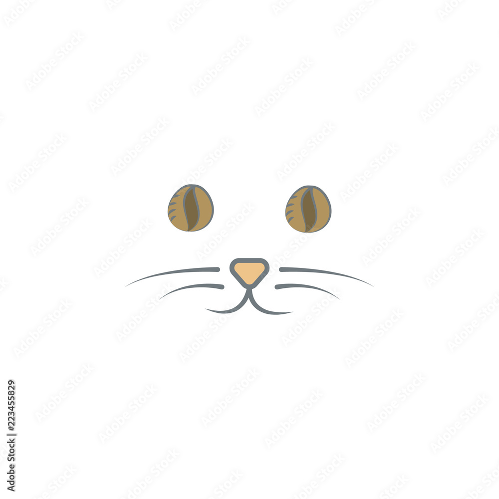Poster cat with eyes of coffee colored icon. element of colored coffee icon for mobile concept and web apps