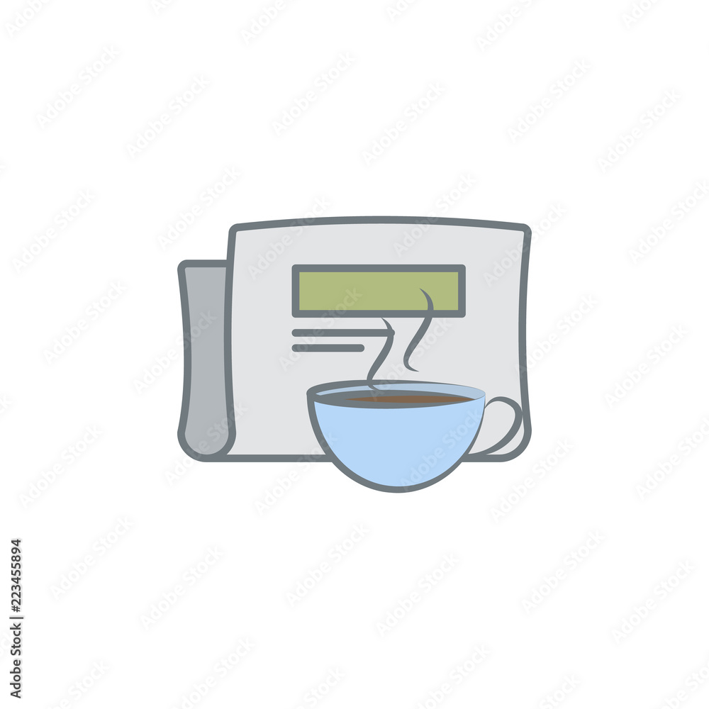 Poster drinking coffee with newspaper colored icon. element of colored coffee icon for mobile concept and w