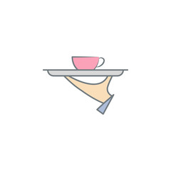 coffee on tray colored icon. Element of colored coffee icon for mobile concept and web apps. Color coffee on tray icon can be used for web and mobile