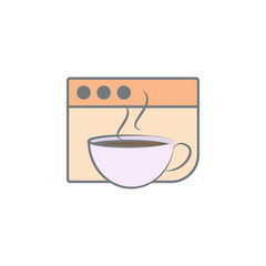 cup of coffee in browser colored icon. Element of colored coffee icon for mobile concept and web apps. Color cup of coffee in browser icon can be used for web and mobile