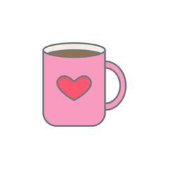 cup of coffee with heart colored icon. Element of colored coffee icon for mobile concept and web apps. Color cup of coffee with heart icon can be used for web and mobile