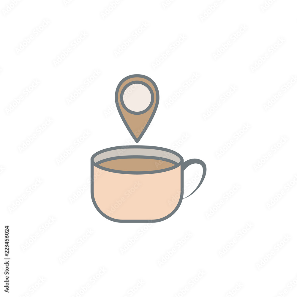 Poster dot on card cups of coffee colored icon. element of colored coffee icon for mobile concept and web a
