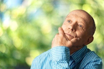 Seniors portrait of sad old caucasian man